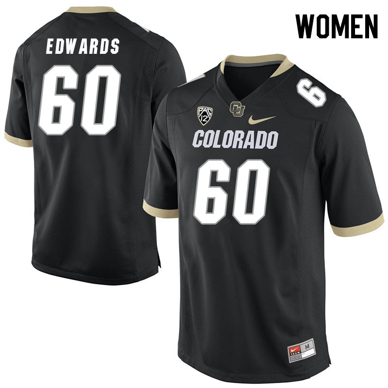 Women #60 Carter Edwards Colorado Buffaloes College Football Jerseys Stitched Sale-Black - Click Image to Close